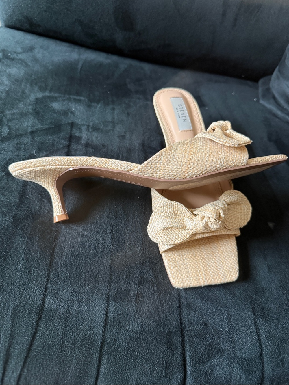 Steven By Steve Madden Knotted Raffia Kitten Heel Slides, 8.5 M - Picture 3 of 7